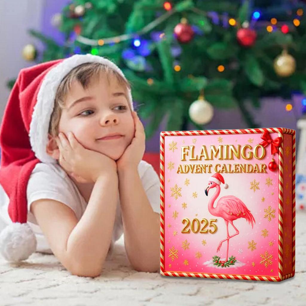 Flamingo Advent Countdown Calendar 2D Flat Acrylic Flamingo Christmas Ornaments for Flamingo Lovers Collectors and Holiday Gifts