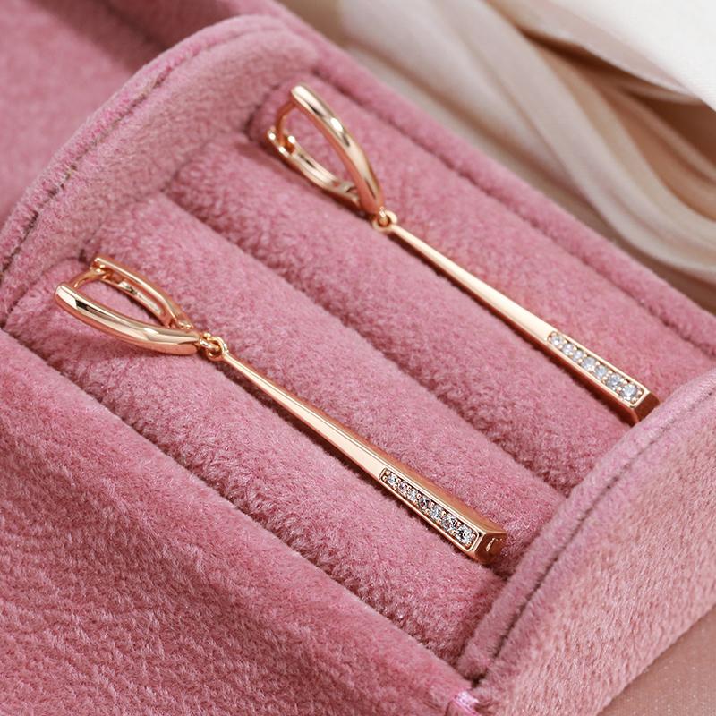 Модные длинные висячие серьги Kinel для женщин, ювелирные украшения с блестящим цирконом