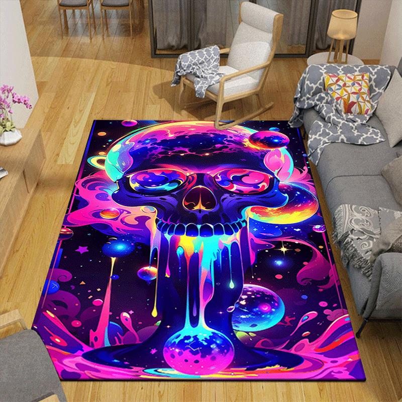 1pc Fantasy skull Design Area Rug - Soft, Anti-Slip, and Durable Gaming Room Decor for Bedroom