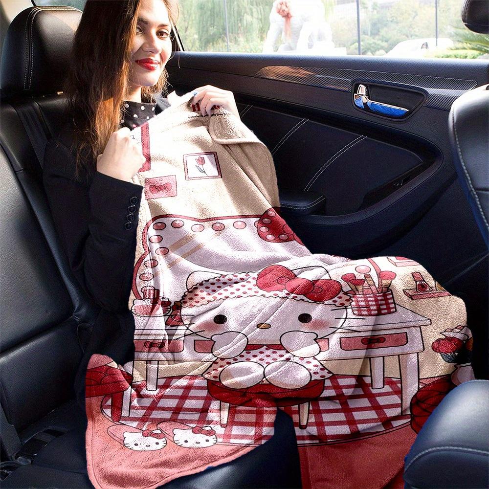 1pc Cute, Pink, Kitty RV Blanket, Digital Printed Flannel Blanket, Multi-Purpose Four Seasons Hypoallergenic Quilt for Sofa, Bed, Office, Pi