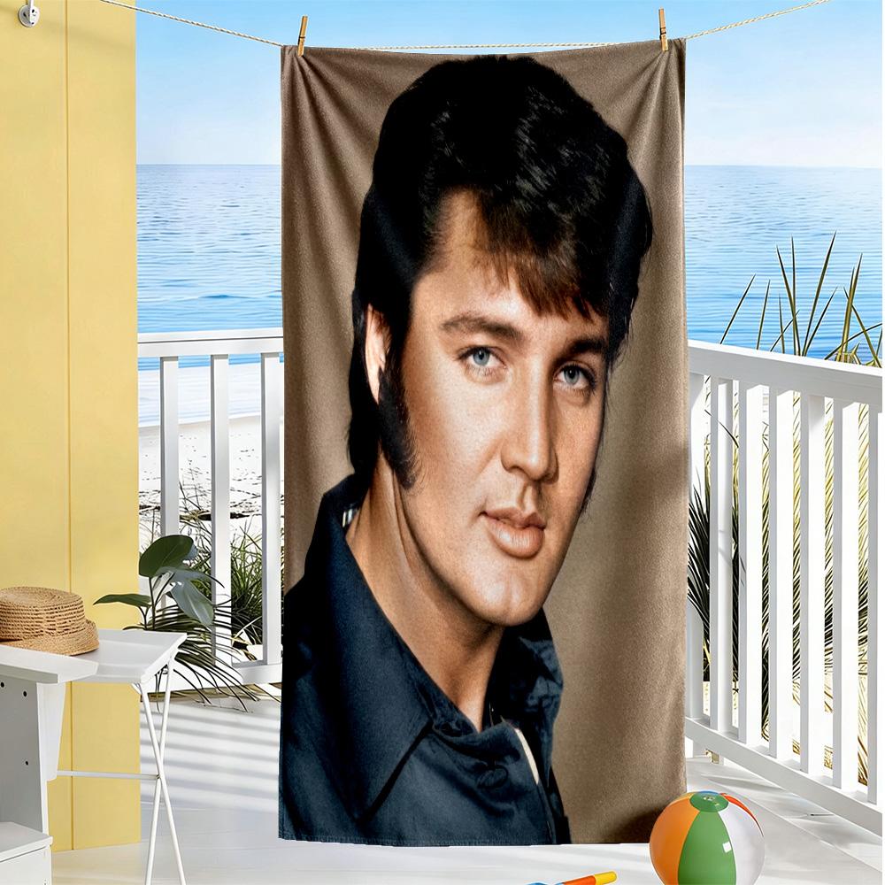 Rock Roll Legend Elvis Beach Towel Quick-Dry Soft Microfiber Comfortable Lightweight Perfect for Traveling Yoga Camping and Swimming