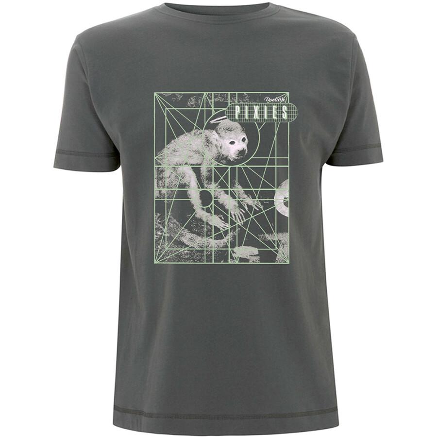 Pixies - Monkey Grid - Темно-серая футболка Унисекс футболка - Мужская летняя хлопковая футболка с принтом
