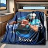 Blue Rugby Style Rv Customize Your Name Blanket Is Suitable For Rv Camping Traveling Rv Home Soft And Warm Rv Interior Blanket Suitable For Gifts To