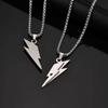 Vnox Collier pendentif foudre en acier inoxydable, chaîne de boîte de 60 cm avec fermoir à homard