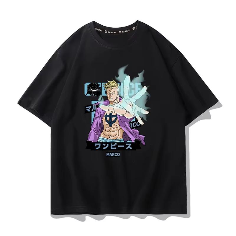 Футболка с принтом One Piece Аниме футболка Мужской стиль Лето 2026 Модная рубашка с коротким рукавом