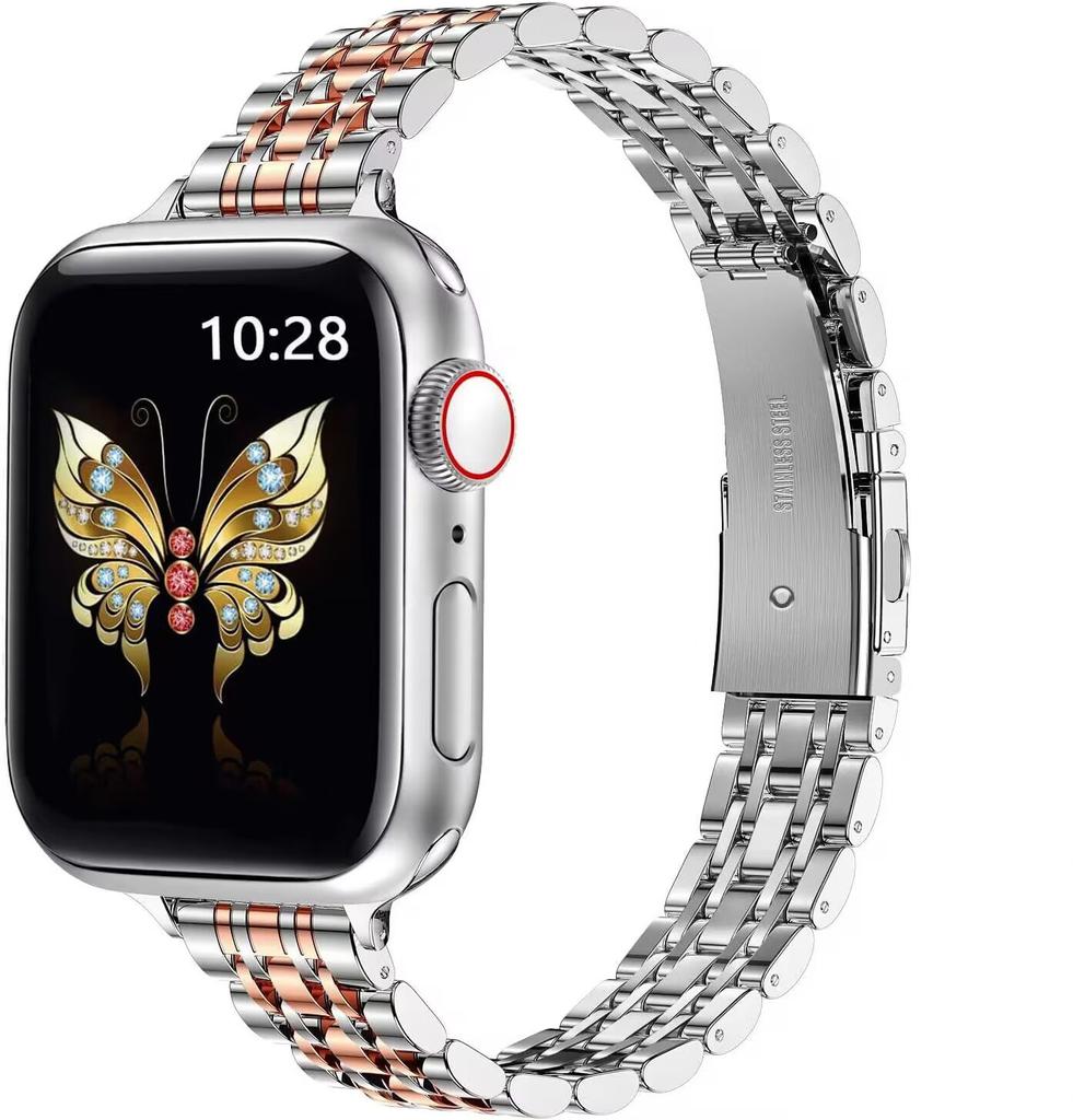 Превосходный браслет звеньевой из нержавеющей стали женский Для Apple Watch ремешок Серия 11/8/7/6/10/9 40мм 41мм 38мм 42мм 44мм 45мм 46мм Ремешок