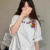 American retro gray short-sleeved t-shirt women's new summer loose design niche front shoulder half-sleeved top