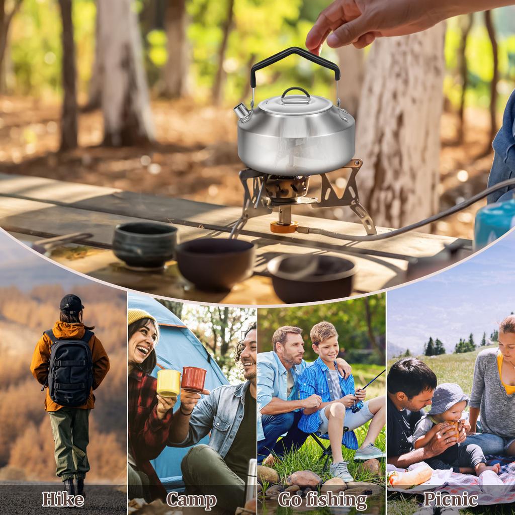 1/1,5 л Походный чайник с ручкой против ожогов из нержавеющей стали Портативный уличный котелок для чая и кофе для путешествий и активного отдыха