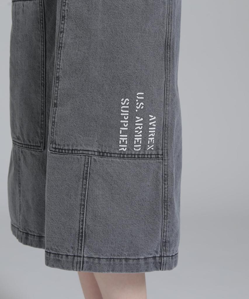 AVIREX BELT PRINT DENIM JUMPUR SKIRT women's S 010 black 783-5116605