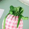 Easter Plaid Carrot Gift Bag Portable Cute Radish Shape Goodies Snack Present Treat Candy Drawstring Bag Happy Easter Festival Gift