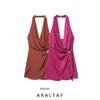 Araltay New Arrival Fashion Style Women's Clothing Fashion All-Match Gold Inlaid Hanging Collar Mini Dress 389711