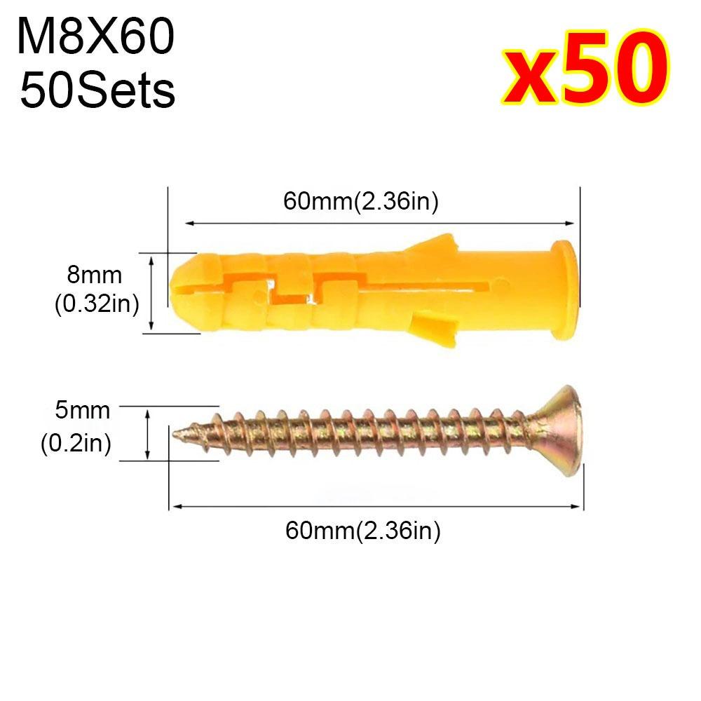 50 комплектов самосверлящие дюбель-гвозди M6 M8 M10 с шурупами, анкер-болты, трубные, сверхпрочные, самонарезающие, с плоской головкой