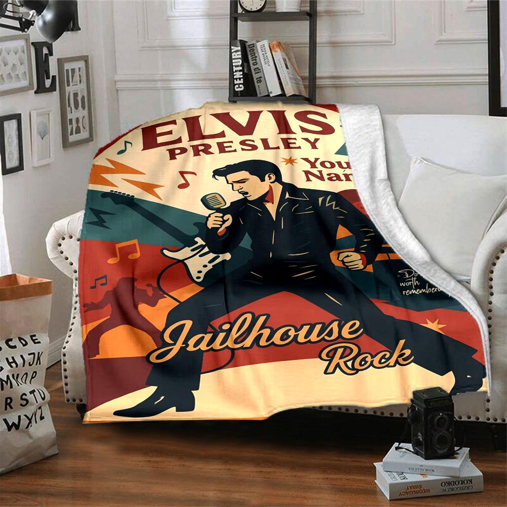 Elvis Presley Customize Your Name Blanket Throw Personalized Blanket Durable Comfort for Picnics Livingroom Sofa Nap Four Seasons Multipurpose