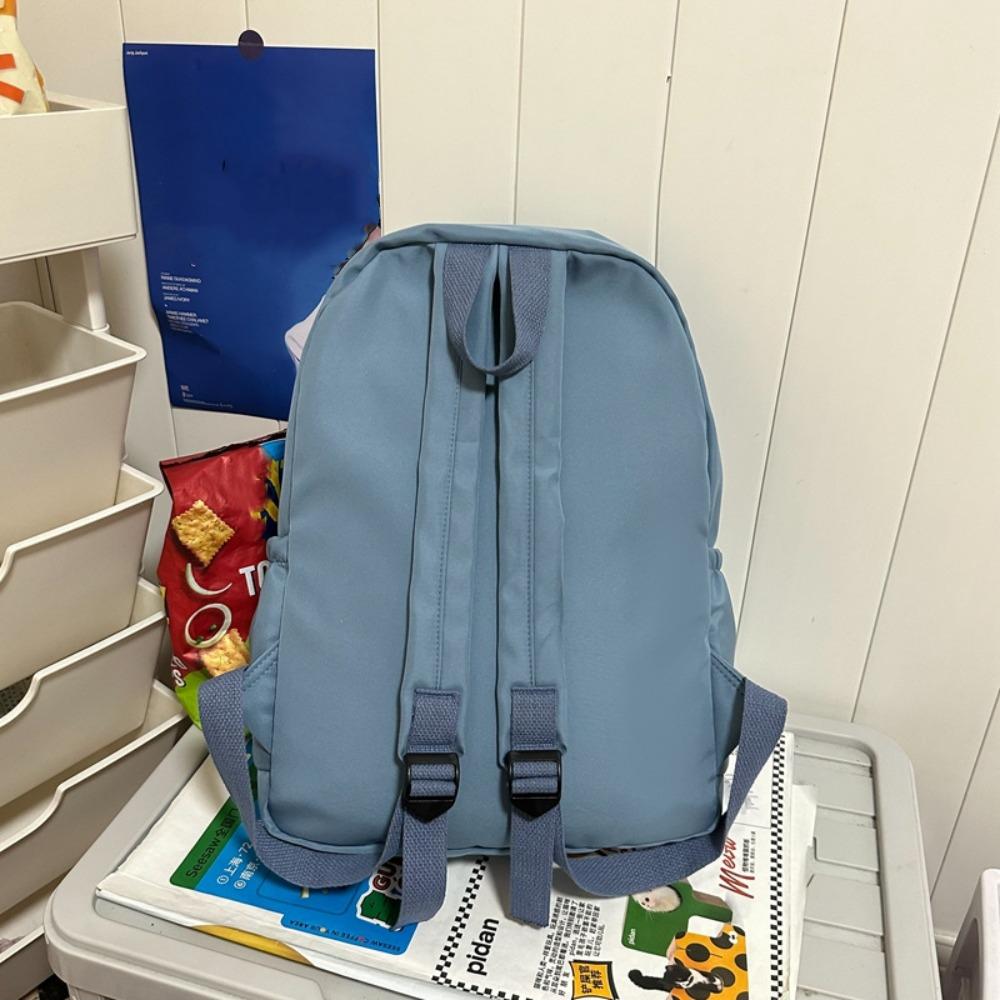 Solid Color Nylon Student Schoolbag Small Fresh Backpack Female Fashion Casual College Student Junior High School Girl Backpack