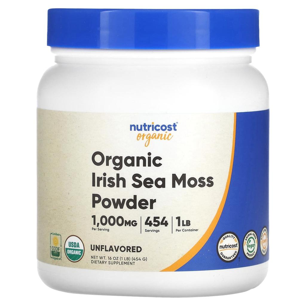 Organic Irish Sea Moss Powder, Unflavored, 454G(16Oz)