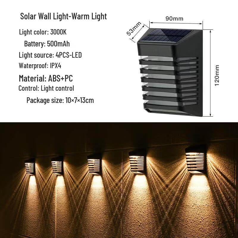 Square Striped Solar Outdoor Wall Light - Warm Glow