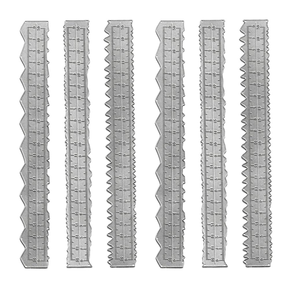 6pcs Carbon Steel Paper Tearing Ruler Jagged Lines Irregular Edge Ruler Paper Crafts