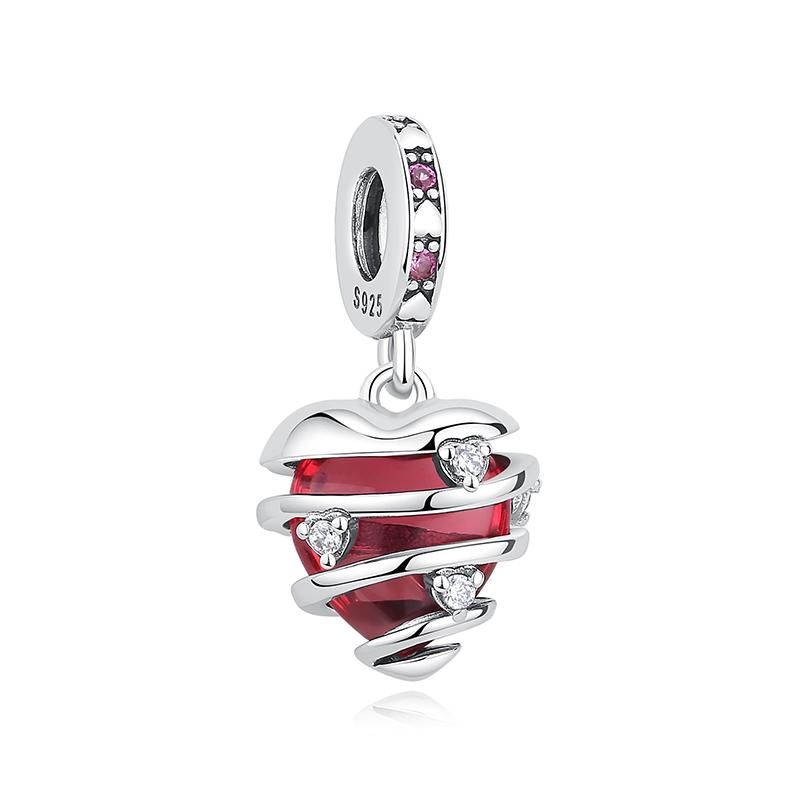 Оригинальные шармы из стерлингового серебра 925 пробы, медные шармы, подвески в виде сердечек любви, бусины, подходят для браслетов, ожерелий, женские, с цирконом, подарок на День святого Валентина