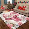 Christmas Snowman Print Area Rug with Pink Scarf Carpet for Living Room Kitchen Bedroom and Home Decor Ideal Gift for Christmas