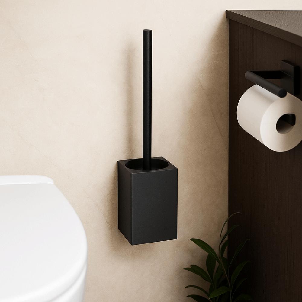 Metal Shell Toilet Brush Set Wall-Mounted Bathroom Cleaning Brush Bathroom