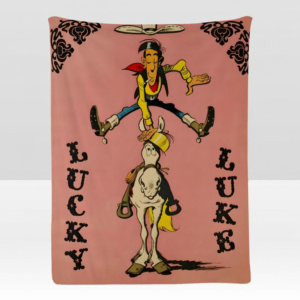comic LLucky LLuke Throw Soft Flannel Blanket for Bed Bedroom Sofa Picnic Throw Skinfriendly Breathable Gift Cover