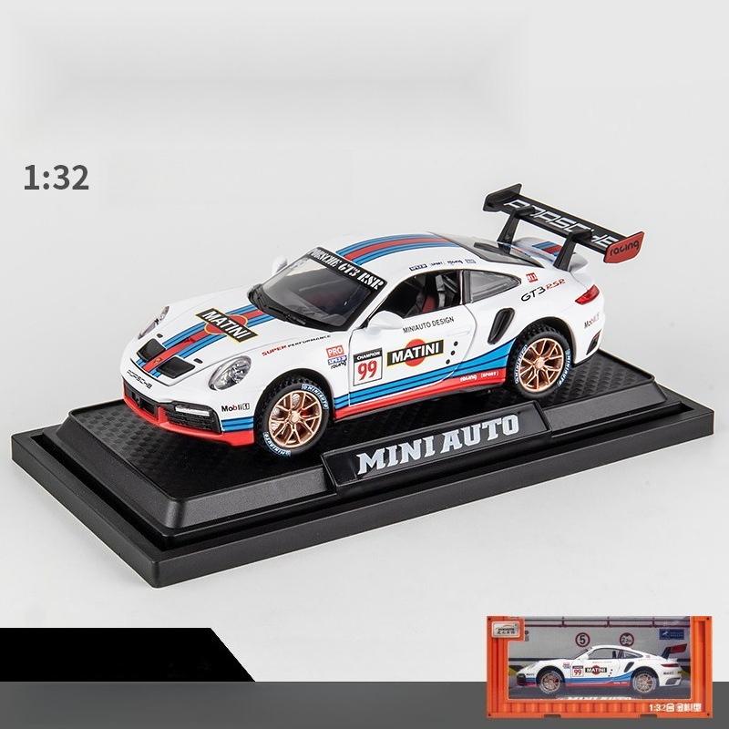 1:32 Porsche 911 GT3 RSR Версия для трека Сплав Спортивный автомобиль Литая модель Звук и Свет Детская игрушка Коллекционная Витрина Украшение Подарок