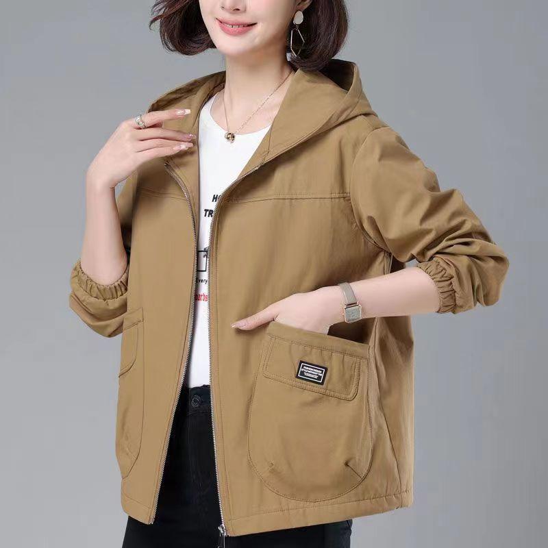 Spring Autumn New Thin Windbreaker Oversized Hooded Jacket Coat Temperament Casual Top Women Coat Trench Coat Clothes