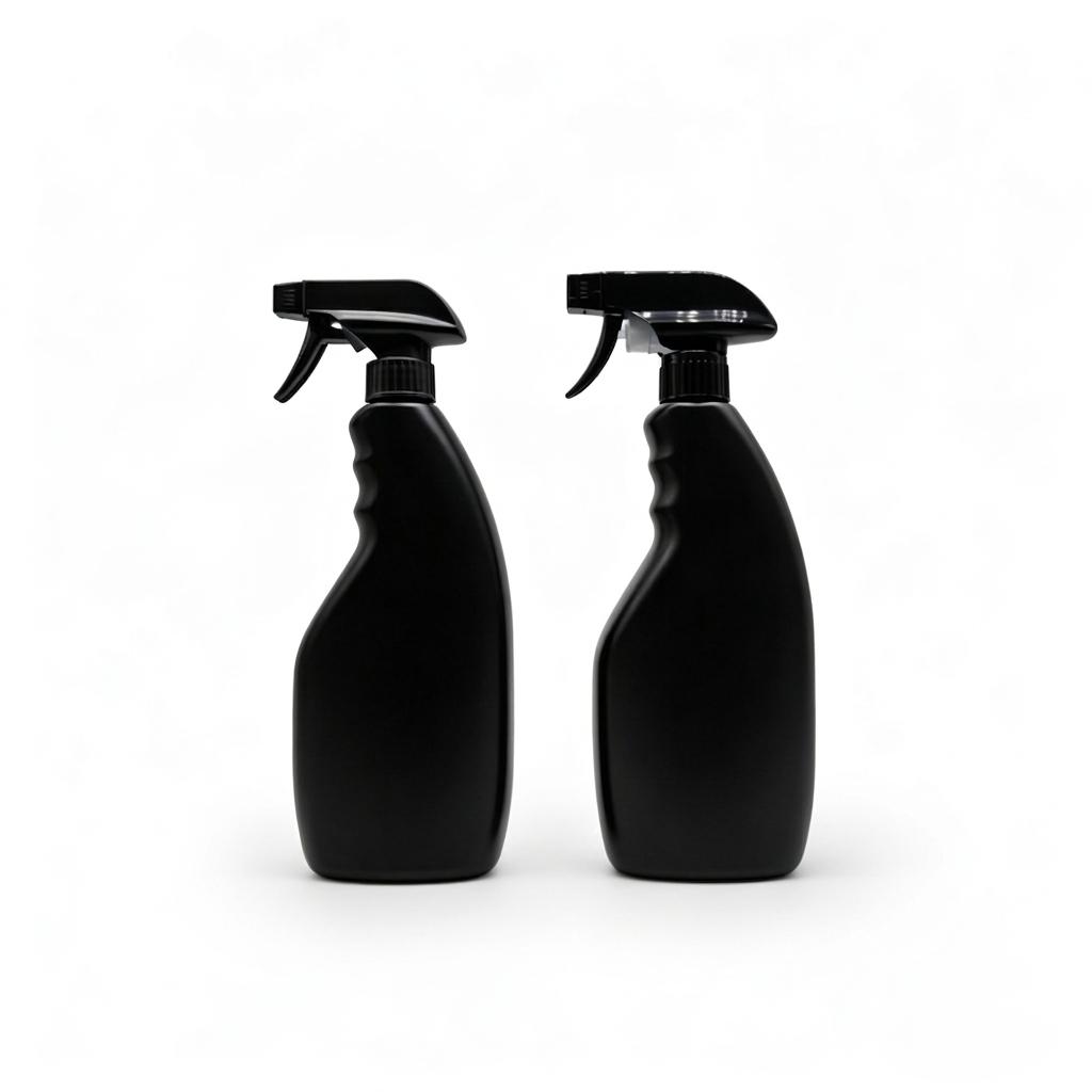 500ml 16oz HDPE Black Oval Fine Mist Spray Bottle Refillable Alcohol Disinfectant Sealed Plastic Spray Bottle with Sprayer