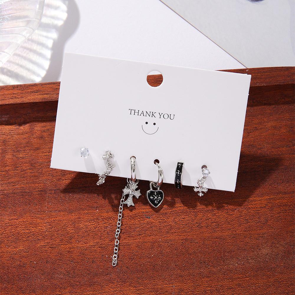 iF ME 3 пары/компл. серьги-кольца с крестом и сердечком и звездой, серьги-кольца с кристаллами и серебром для женщин, ювелирные аксессуары