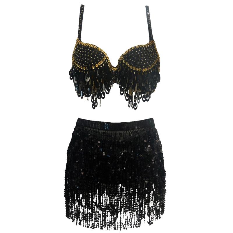 Женский костюм для танца живота с блестками и кисточками на Хэллоуин, костюм для джазового танца на пилоне, верх и низ