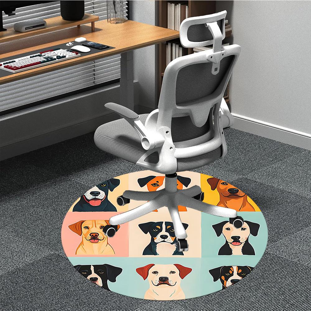 1pc Dogs Breeds Office Round Area Rug, Under Office Chairs Bedroom Living Room Home Decor, Room Deco