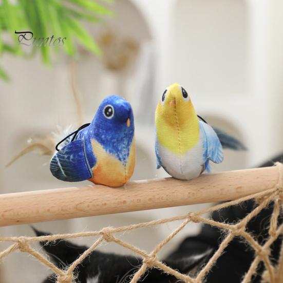 Интерактивная игрушка для кошек «щебечущая птица», реалистичная плюшевая птица с перьями, активируемая прикосновением, игрушка для котят с реалистичным щебечущим звуком для домашних кошек, успокаивает