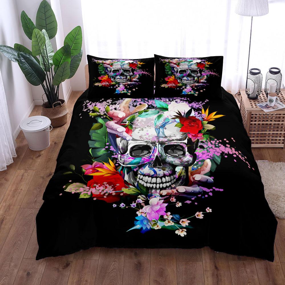 Hand Painting Crow Skull Bedding Set Single Twin Double Queen King Cal King Size Bed Linen Set