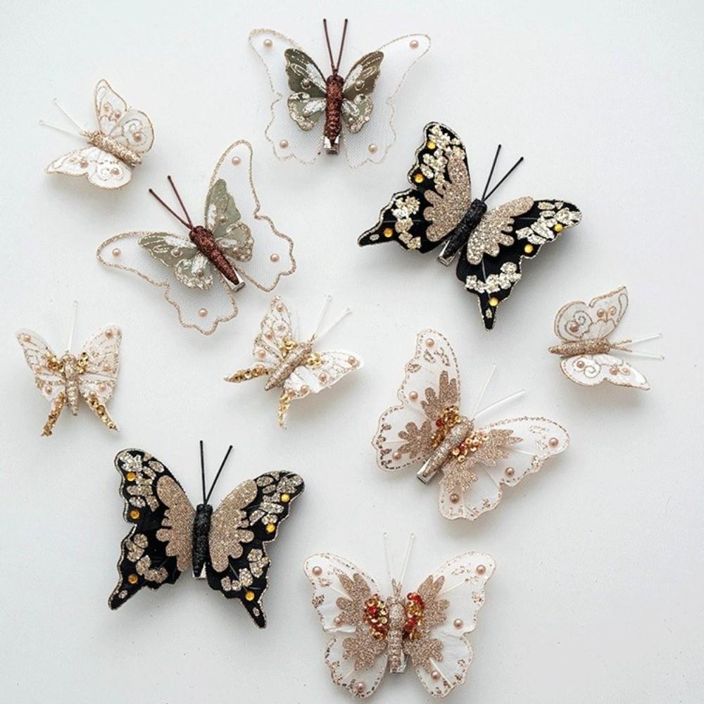 5-7cm Butterfly Christmas Decoration Colorful Artificial Butterfly Flower DIY Accessory