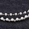 Rhinestone Wedding Jewelry for Women Headwear Black Silver Metal Pearl Crystal Wave Hairband