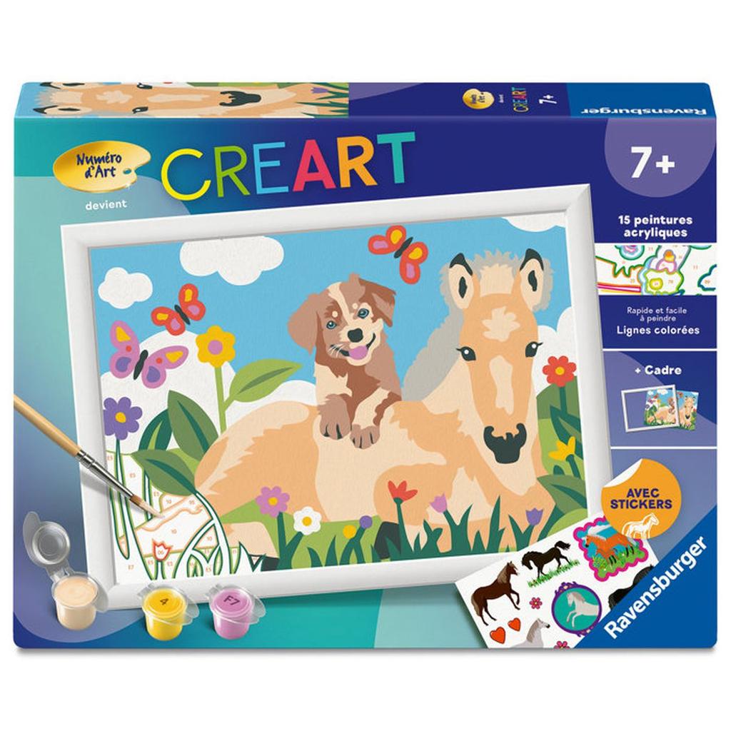 Ravensburger – CreArt Kids 18x24cm – Numéro d'Art – Cheval & Chien – Kit de peinture par numéros – Des 7 ans – 12023228