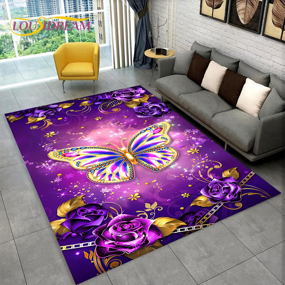 Ковер Pretty Dream Butterfly Flower Area Rug Large, ковер для дома, гостиной, спальни, дивана, коврика для двери, декора, детские нескользящие коврики