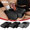 3 IN 1 Car Armrest Cushion Memory Foam Height Pad PU Leather Tissue Box with 2 Cup Holder