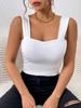 Square Neck Tank Top Wide Shoulder Straps Crop Tops Women Summer Camis Solid Color Camisole Fashion Tube Female Sleeveless Cropped Vest Y2K Clothes