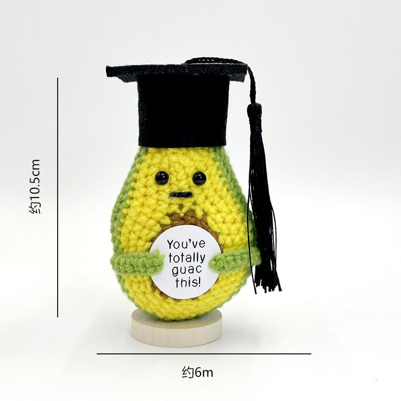 Funny Crochet Avocado Handmade Ornaments Emotional Support With Card Desktop Ornament Handmade Knitte Avocado Gift Home Decor