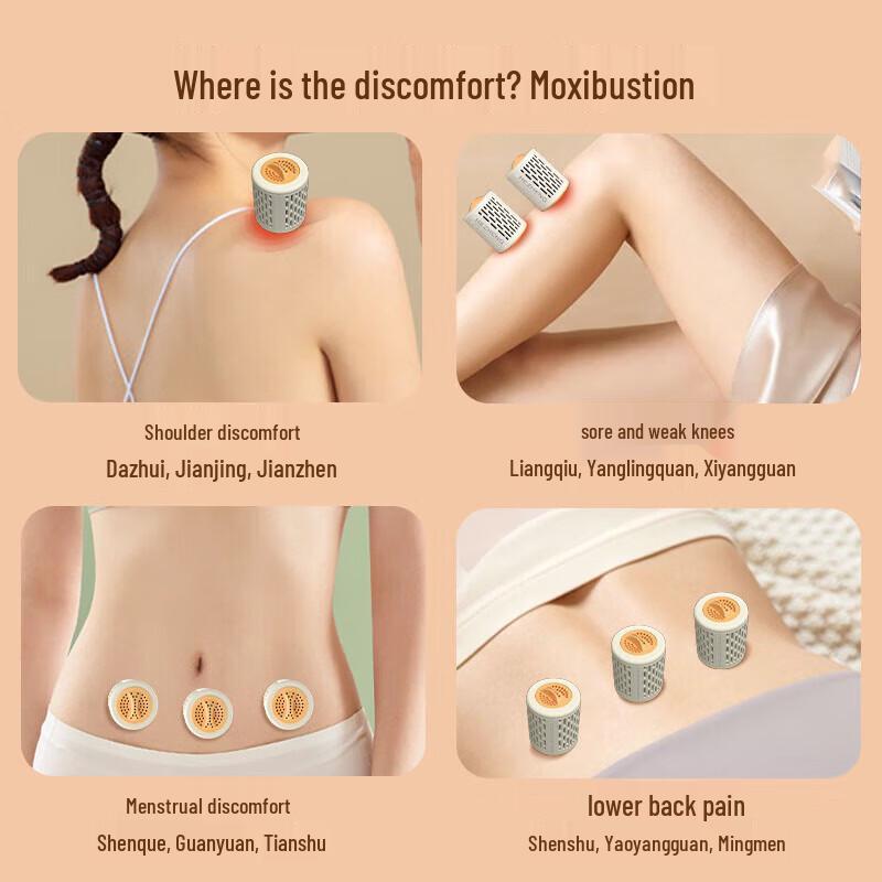 HEZHENG Smokeless Portable Electric Moxibustion Device (2-Pack)