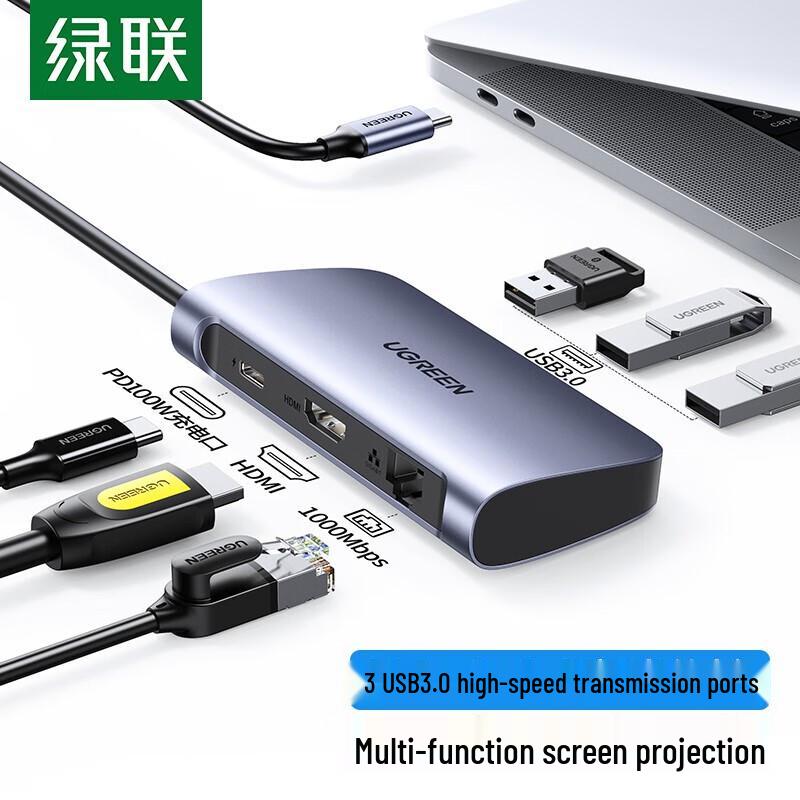 Ugreen 6-в-1 концентратор Type-C с HDMI и Gigabit Ethernet