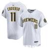 Бейсболка Milwaukee Brewers MLB с вышитым номером 9 UECKER, Белая в полоску, Унисекс, Кепка для фаната
