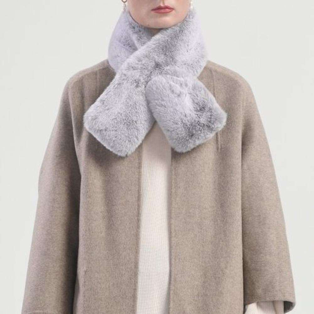 Lara Winter Faux Fur Scarf Two Tone Gray Lalaf227