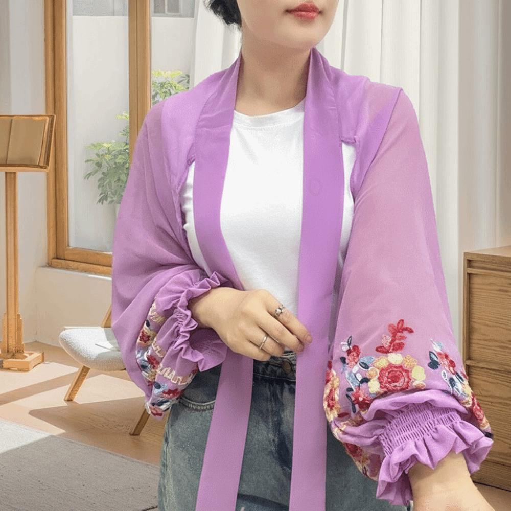 Breathable Flower Shawl Embroidered Seaside Vacation Cloak Sunscreen Scarf Neck Decoration