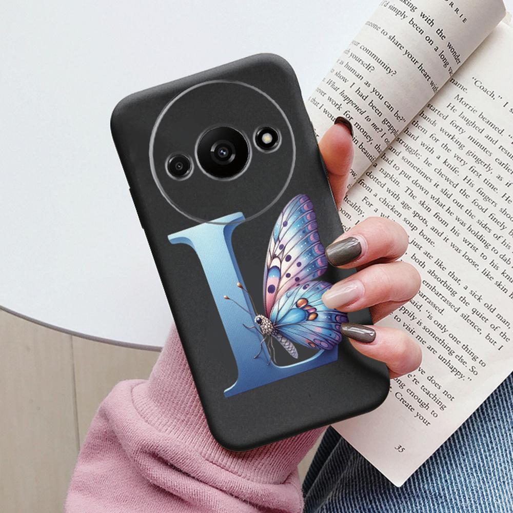 Phone Case For Xiaomi Redmi A3 4G A3x Pink Letter Flower Butterfly Shockproof Soft Silicone Cover Camera Protection TPU Fundas