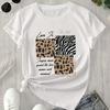 Women Summer T Shirt Retro Fashion Short Sleeve Tees Casual Leopard Print Printed  Tops