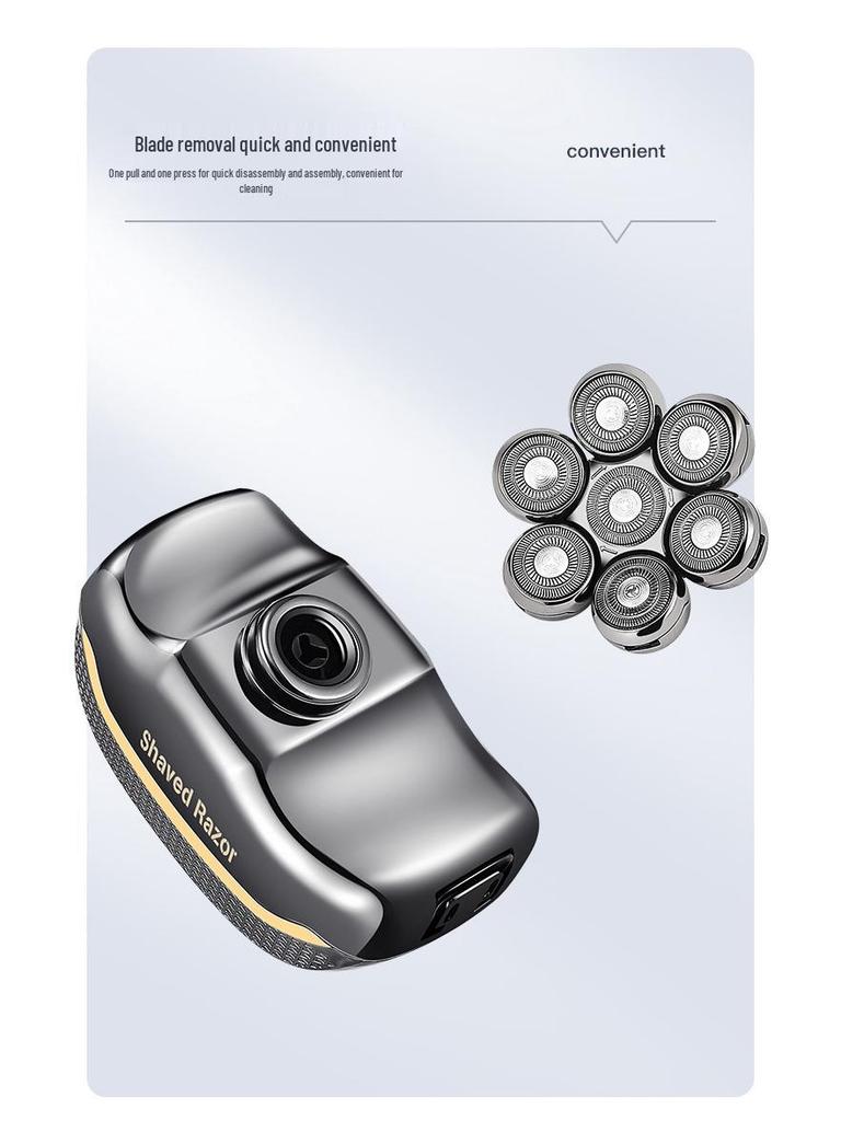 Немецкая точность 7-головочная электрическая бритва и машинка для стрижки волос для мужчин - Перезаряжаемая, многофункциональная бритва для бритья головы