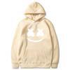 Mens Marshmello Smiley Face Hooded Sweatshirt Loose Fit Cotton Blend Winter Pullover