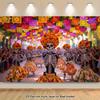 2D Flat, 1 Day of the Dead Background Banner - Bright Mexican Skeleton Dancer, Party Decoration Suitable for Halloween